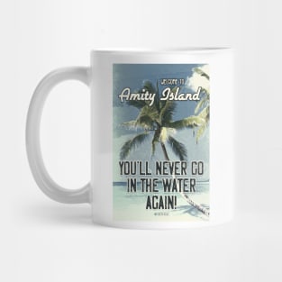 JAWS Amity Island Vintage 1975 Style Movie Poster You`ll Never Go In The Water Again Mug